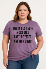 Sweet Old Lady Tee Slogan Letter Graphic Crew Neck Women Plus Size T Shirt