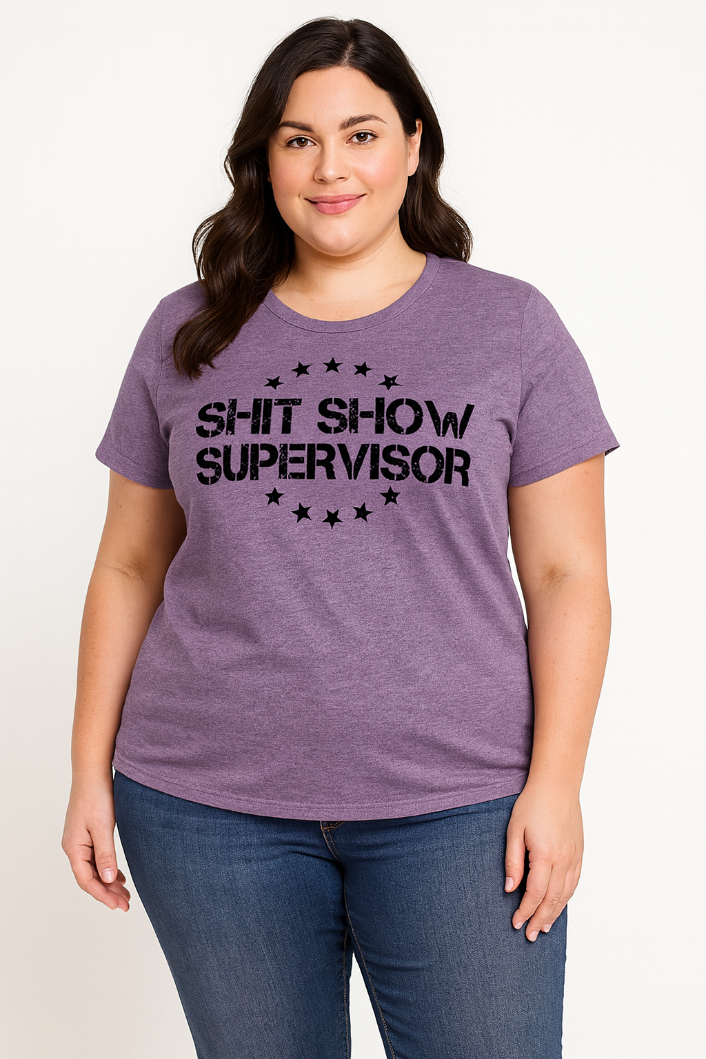 Shit Show Supervisor Letter Print Women Slogan Plus Size T-Shirt