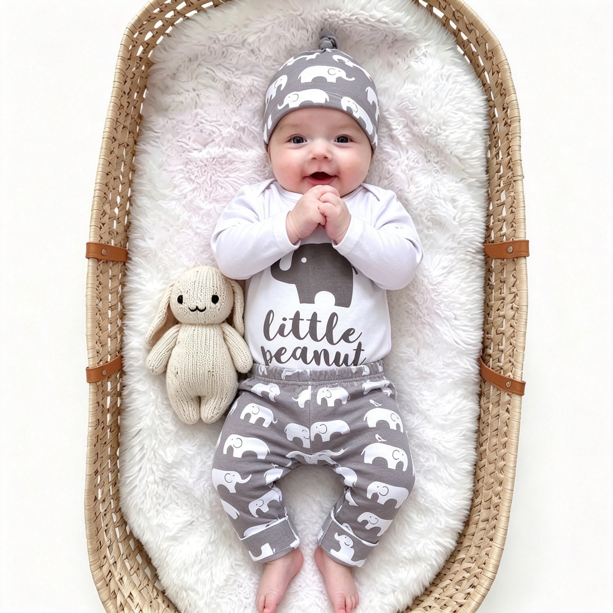 3PCS Little Elephant Printed Baby Set Imagem secundária do produto