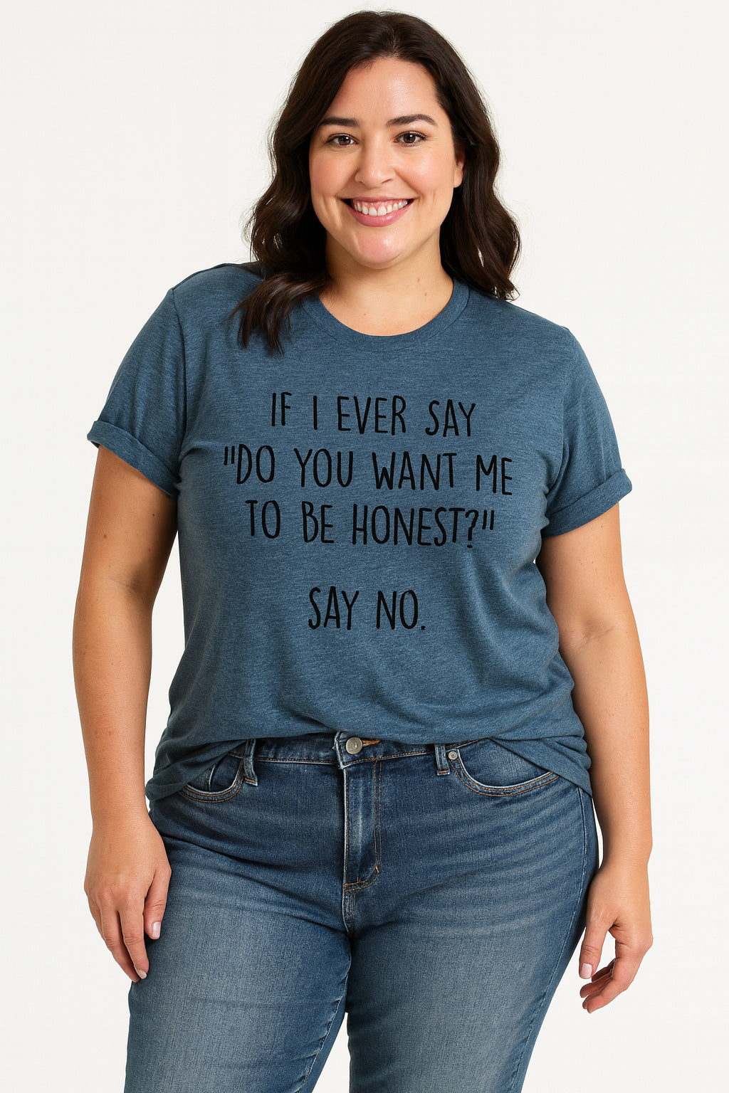 “Do you want me to be honest” Letter Print Plus Size T-Shirt