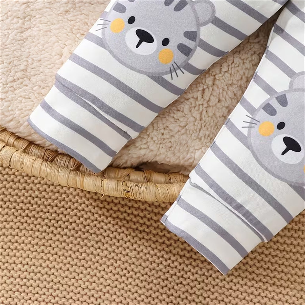 2PCS Comfy Tiger Stripe Print Long Sleeve Baby Set