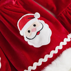 Pretty Santa Claus Applique Long Sleeve Baby Velvet Romper
