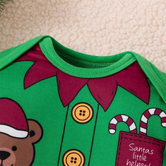 3PCS Christmas Bear Stripe Print Long Sleeve Baby Set