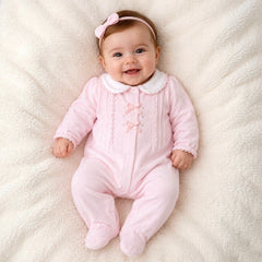 Sweet Color Block Peter Pan Collar Long Sleeve Baby Velvet Jumpsuit
