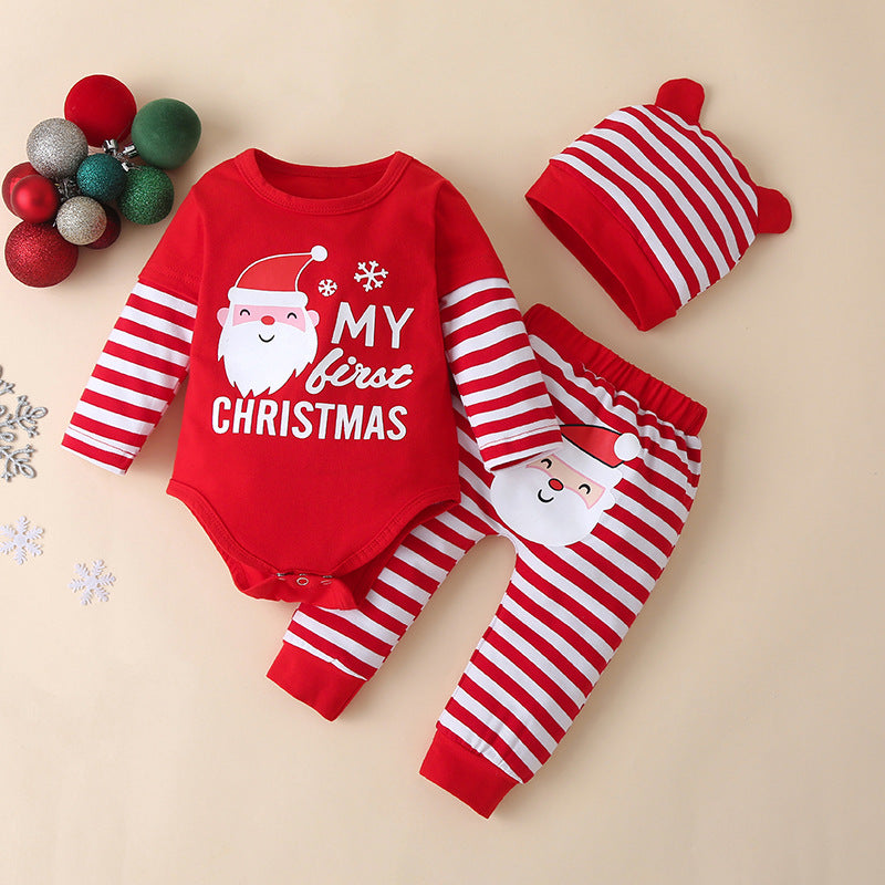 3PCS My 1st Christmas Santa Claus Printed Baby Set Main image