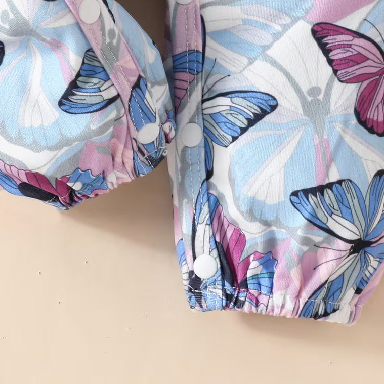 Winsome Butterfly Print Long Sleeve Baby Jumpsuit