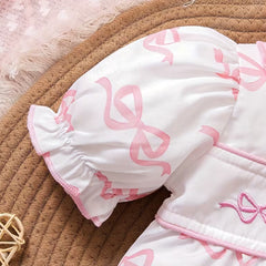 Pretty Bow Embroidery Short Sleeve Baby Girl Romper