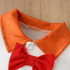 Cute Gingerbread Man Design Bow Decor Long Sleeve Baby Jumpsuit