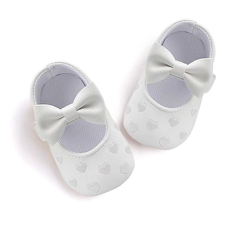 Embroidered Heart Bow Soft Sole Baby Prewalker Shoes Secondary image