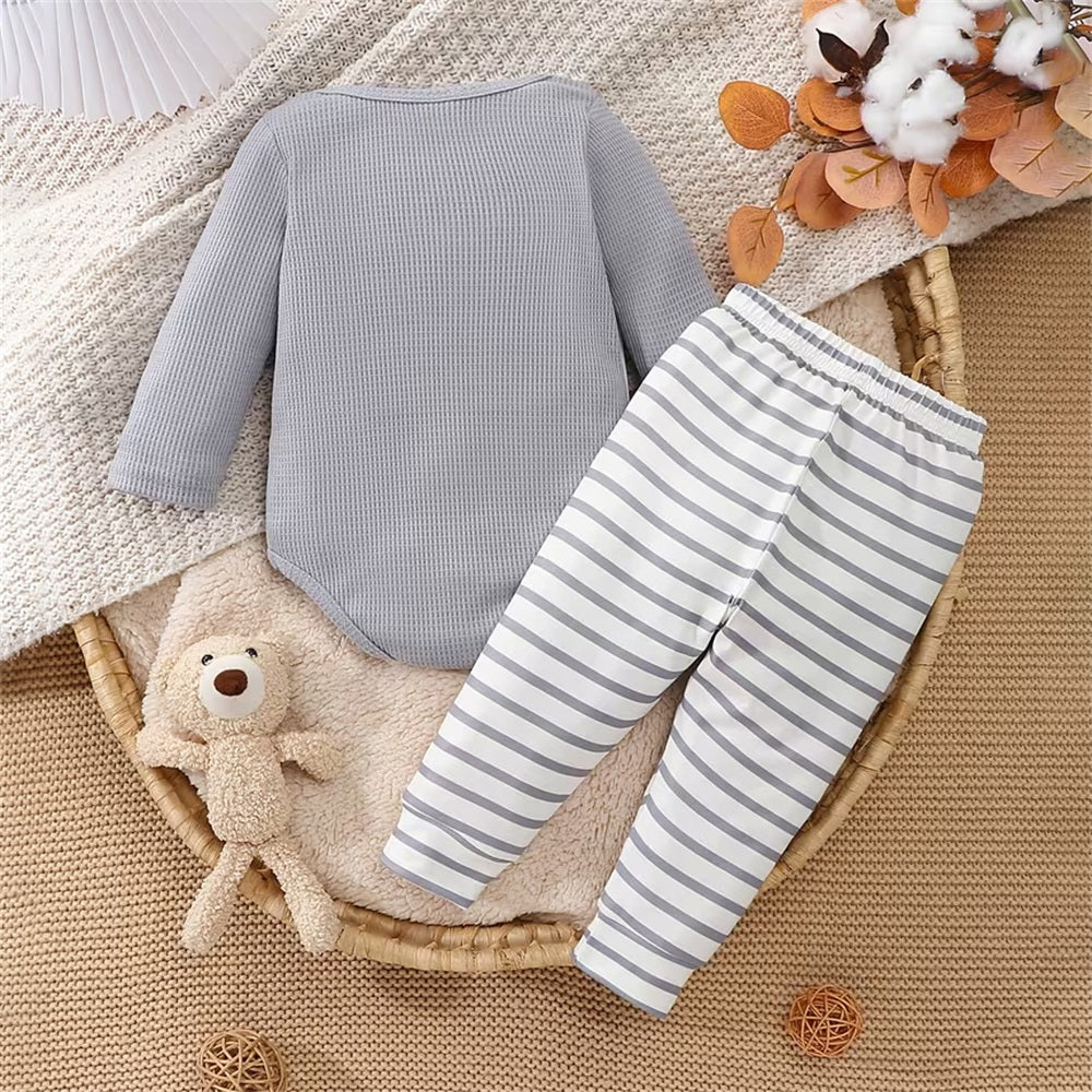 2PCS Comfy Tiger Stripe Print Long Sleeve Baby Set