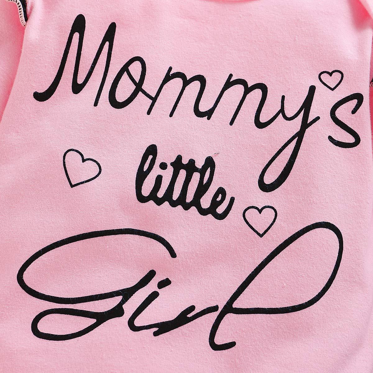 3PCS Mommy's Little Girl Letter Printed Rufffled Romper With Camouflage Printed Pants Baby Girl Set