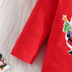 3PCS Christmas Be Nice To The Slp Santa Is Watching Letter Plaid Print Baby Set
