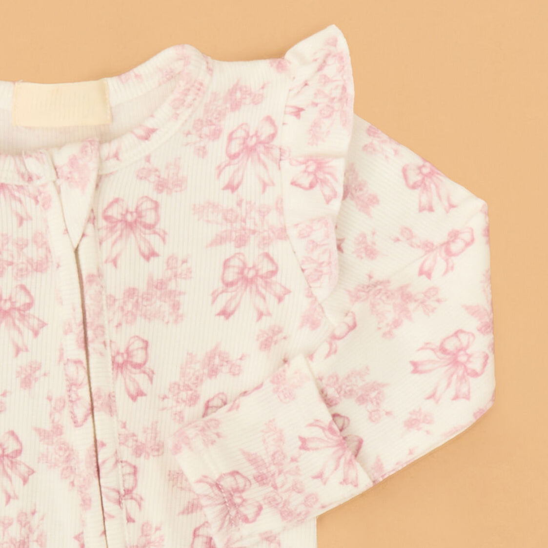 Cheerful  Bow Print Long Sleeve Zipper Baby Girl Jumpsuit