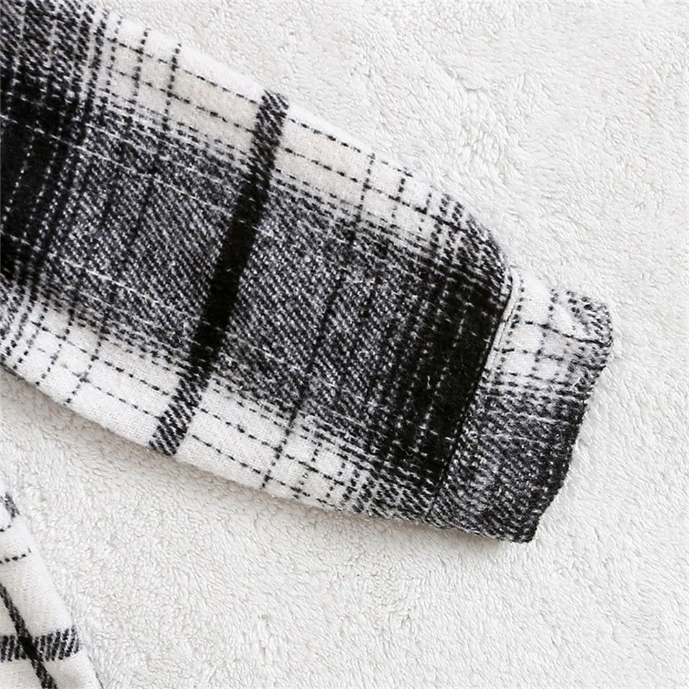 2PCS Timeless Plaid Print Long Sleeve Hoodie Baby Boy Set