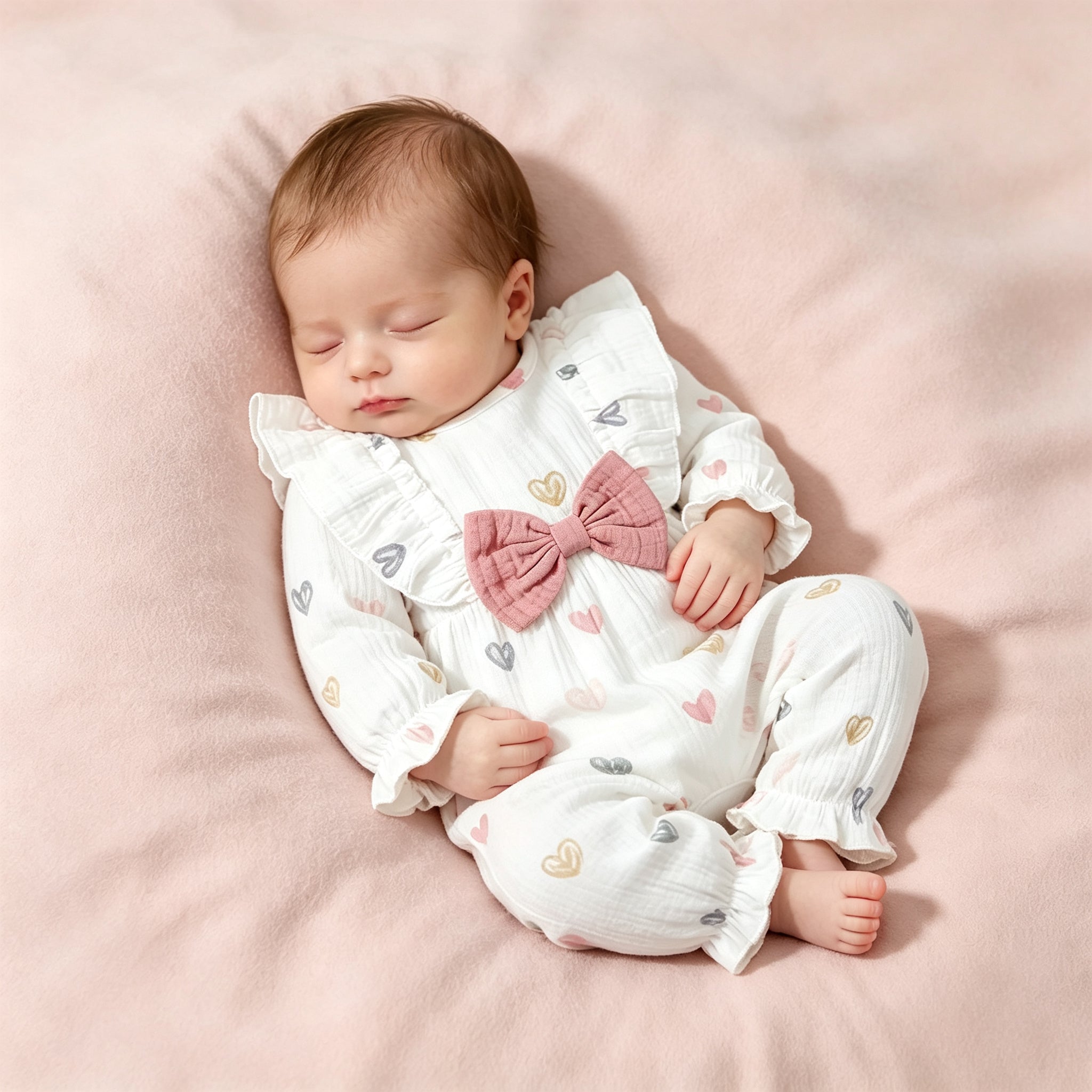 Lovely Heart Printed Long Sleeve Jumpsuit Secondary image
