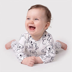 Endearing Koala Print Long Sleeve Baby Jumpsuit
