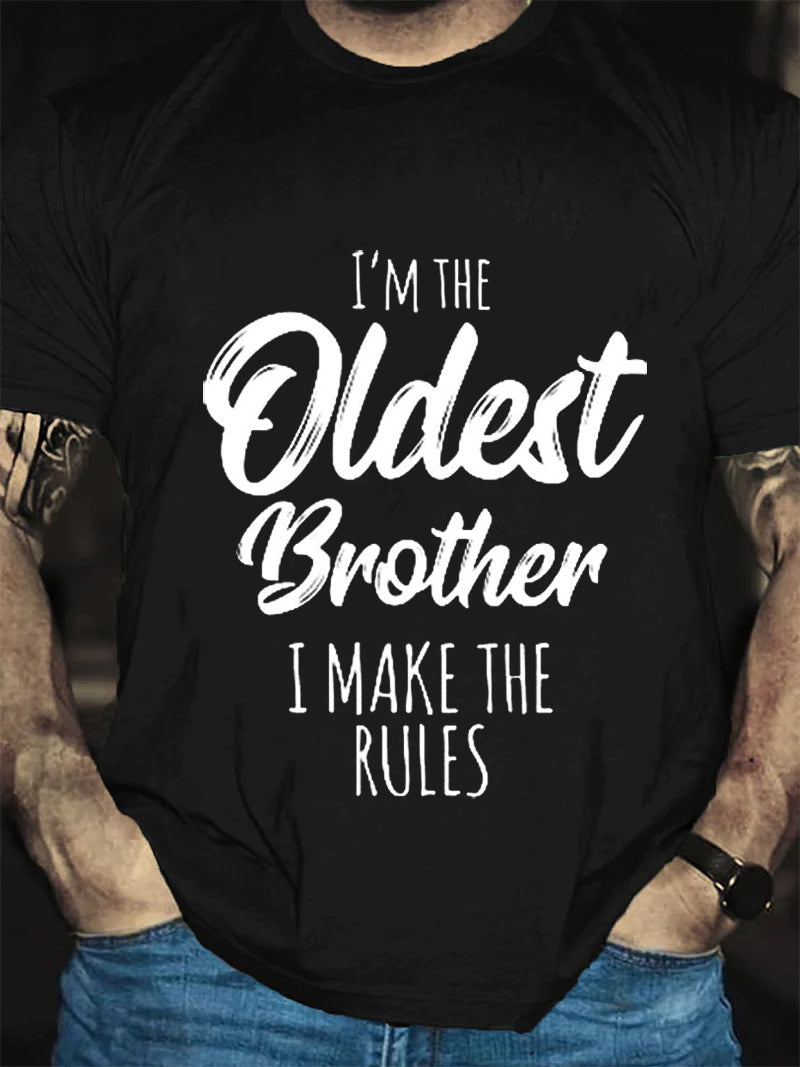I'm The Oldest Brother Print Men Slogan T-Shirt