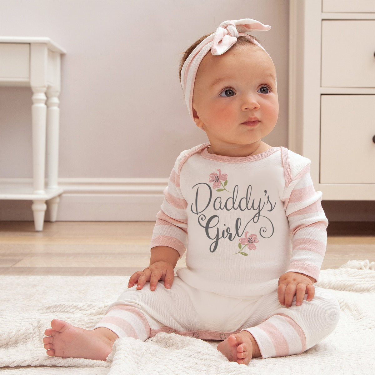 2PCS Daddy's Girl Letter Printed Baby Jumpsuit Main image