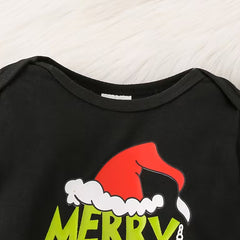 3PCS Merry Xmax Letter Reindeer Printed Long Sleeve Baby Set