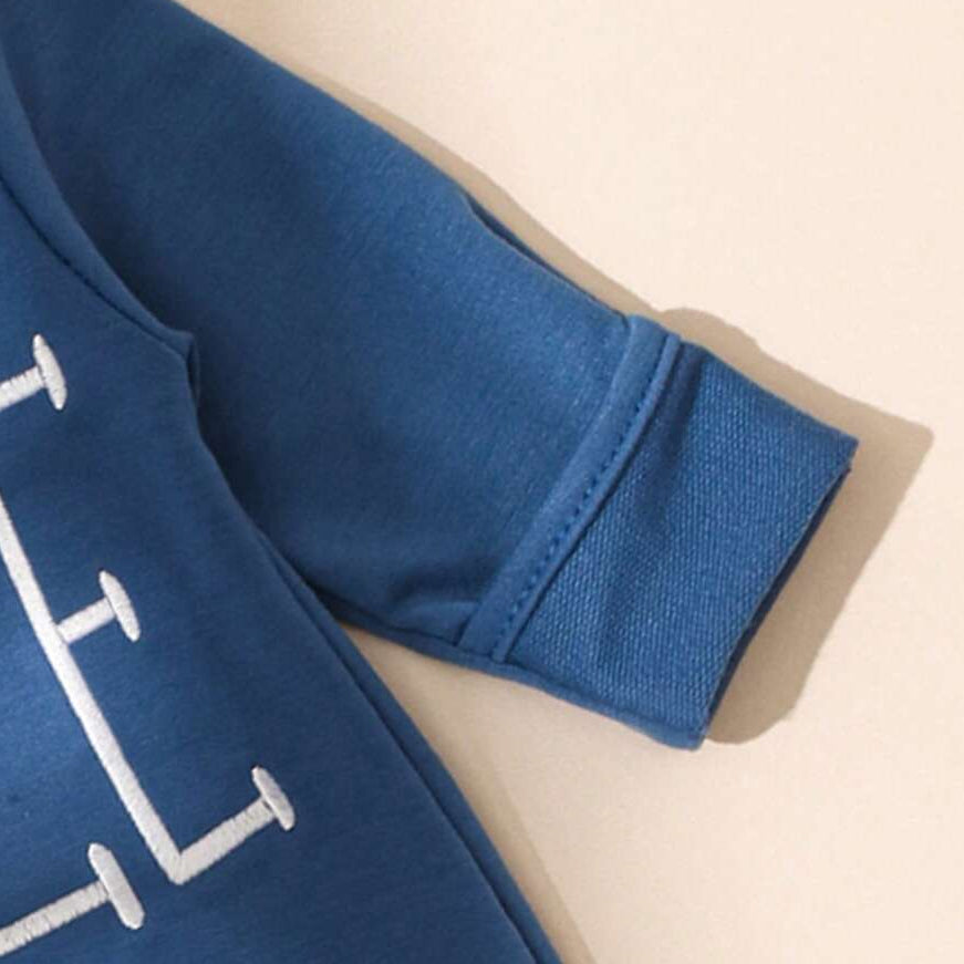 2PCS Cute Little Brother Letter Print Long Sleeve Baby Jumpsuit