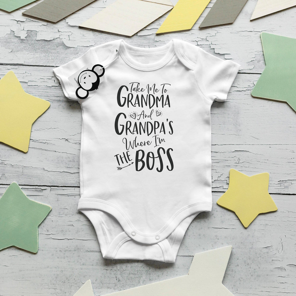 Take Me To Grandma And Grandpa's Where Letter Printed Baby Romper Main image