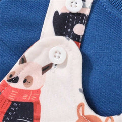 Cute Christmas Tree Animal Print Long Sleeve Baby Jumpsuit