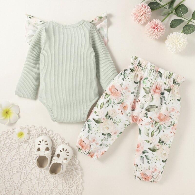 2PCS Lovely Floral Printed Baby Set Secondary image