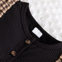 Cute Houndstooth Printed Printed Long Sleeve Baby Jumpsuit