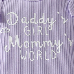 3PCS Daddy's Little Girl Letter Leopard Printed Short Sleeve Baby Set