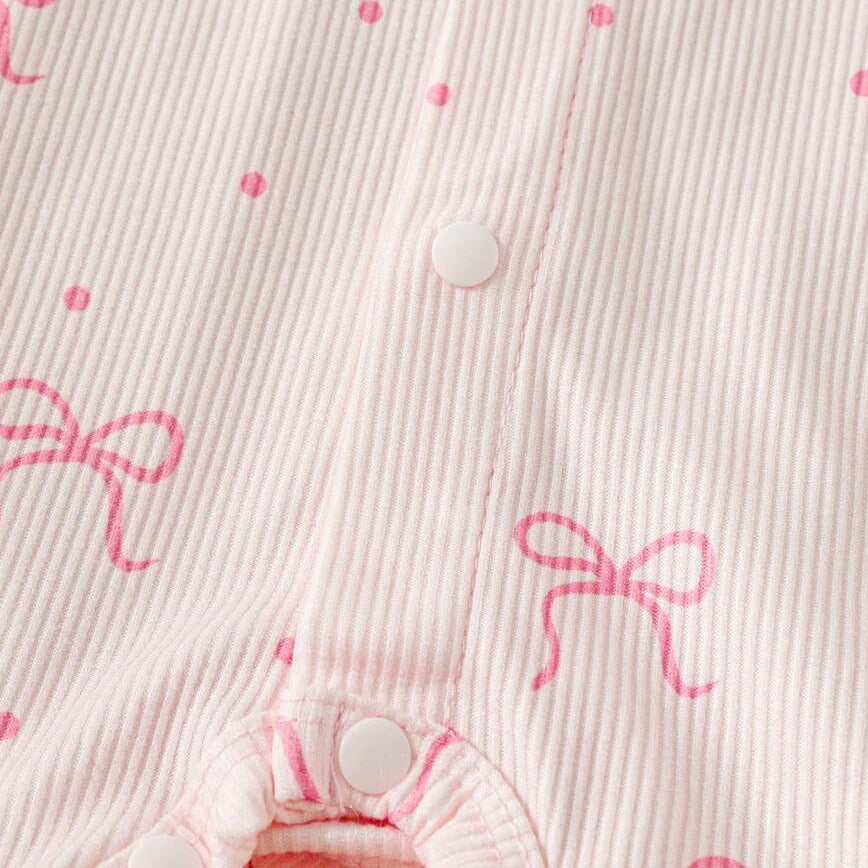 2PCS Dreamy Bow Printed Long Sleeve Baby Jumpsuit