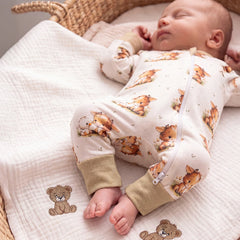 Lovely Cow and Duck Printed Long Sleeve Zipper Baby Jumpsuit