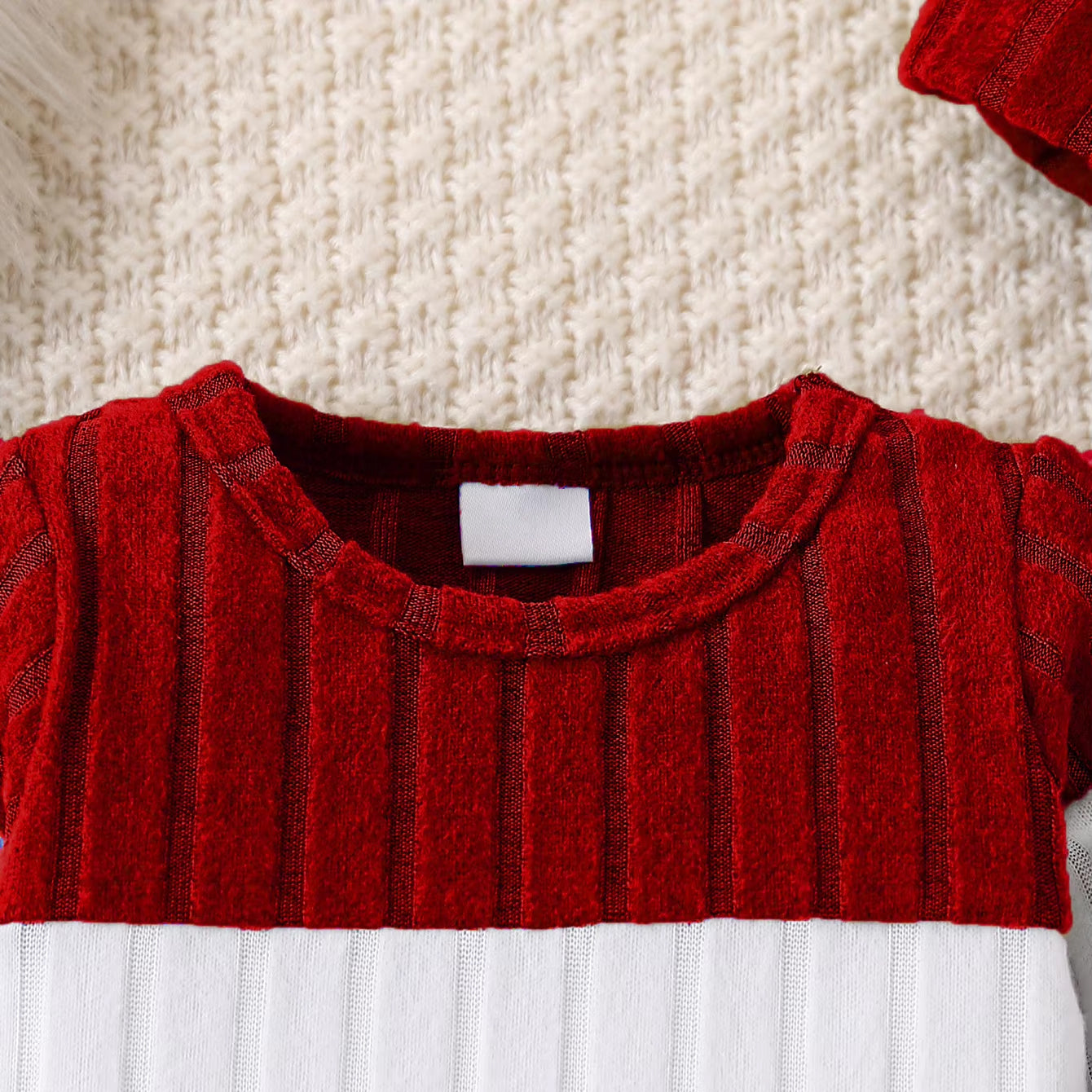2PCS I Mom Letter Heart Print Color Block Long Sleeve Baby Jumpsuit