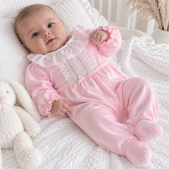 Sweet Color Block Ruffle Decor Long Sleeve Baby Jumpsuit
