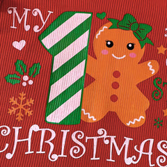 3PCS My 1st Christmas Letter Gingerbread Print Baby Girl Set