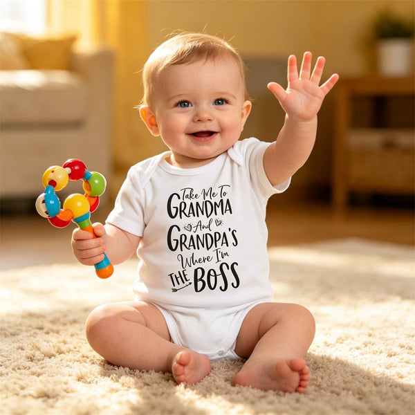 Take Me To Grandma And Grandpa's Where Letter Printed Baby Romper