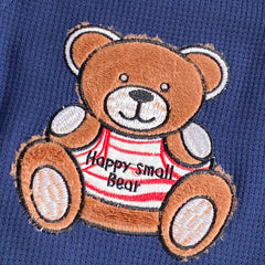 3PCS Cute Bear Embroidery Stripe Print Long Sleeve Overalls Baby Set