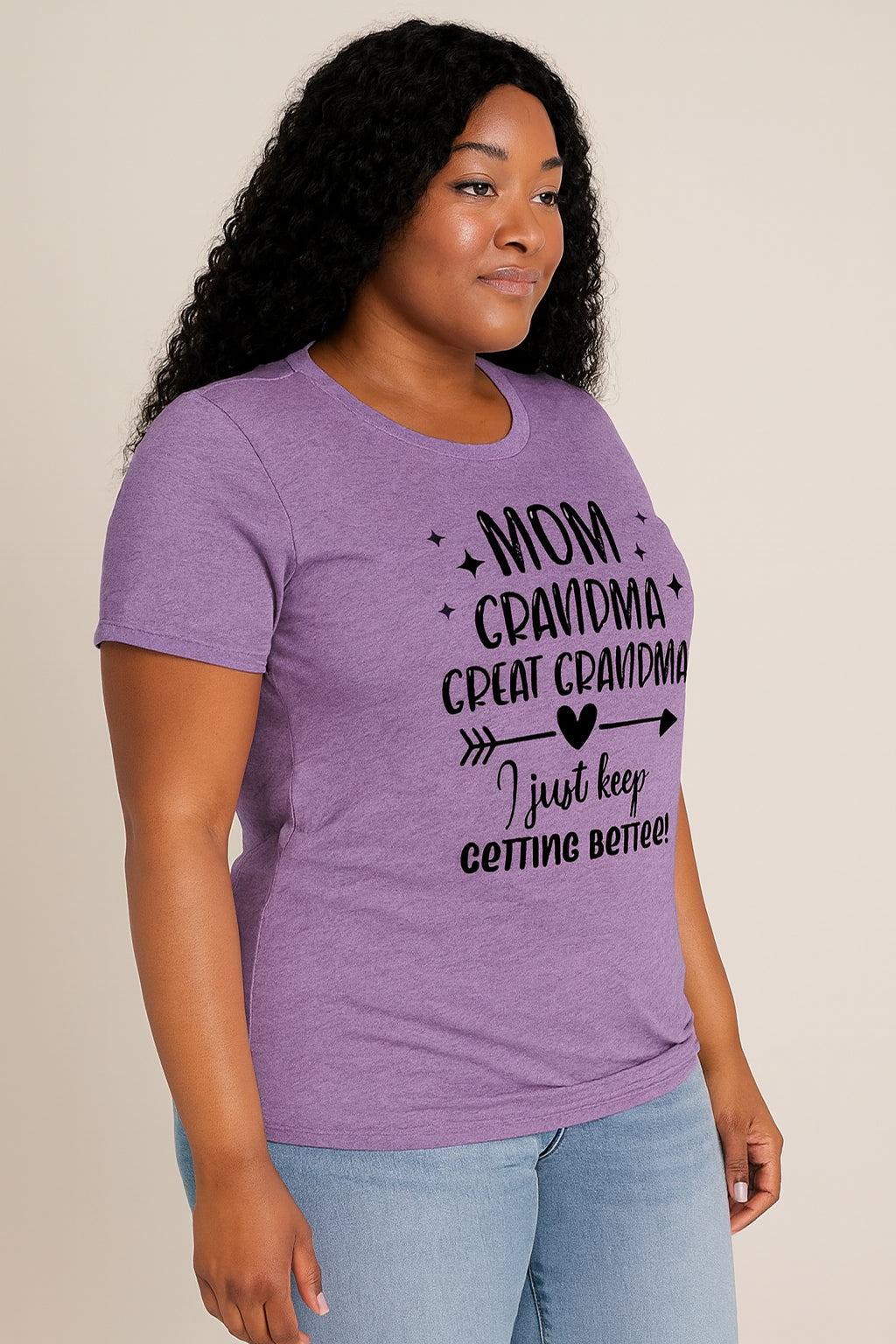 Mom Grandma Great Grandma Print Women Slogan Plus Size T-shirt