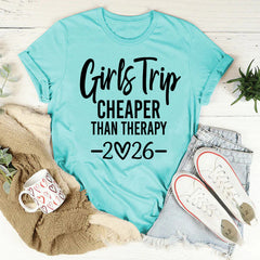 Girl's Trip 2026 Cheaper Letter Print Women Slogan T-Shirt