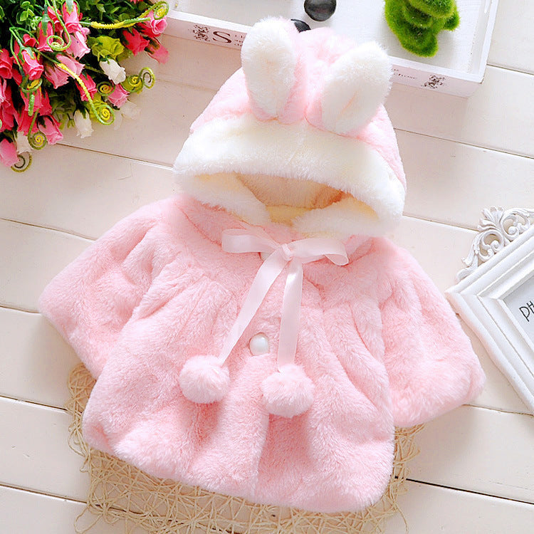 Newborn Baby Girls Autumn Winter Hooded Coat Cloak Jacket Thick Warm Clothes Imagem principal do produto