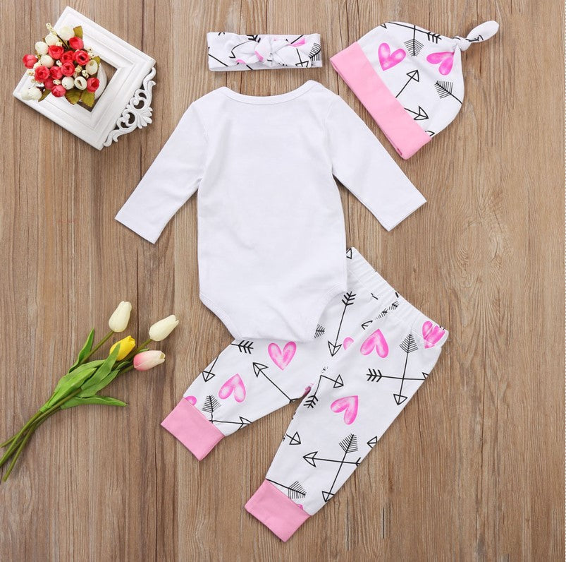 Baby Princess Letter Print Top + Pants + Headband