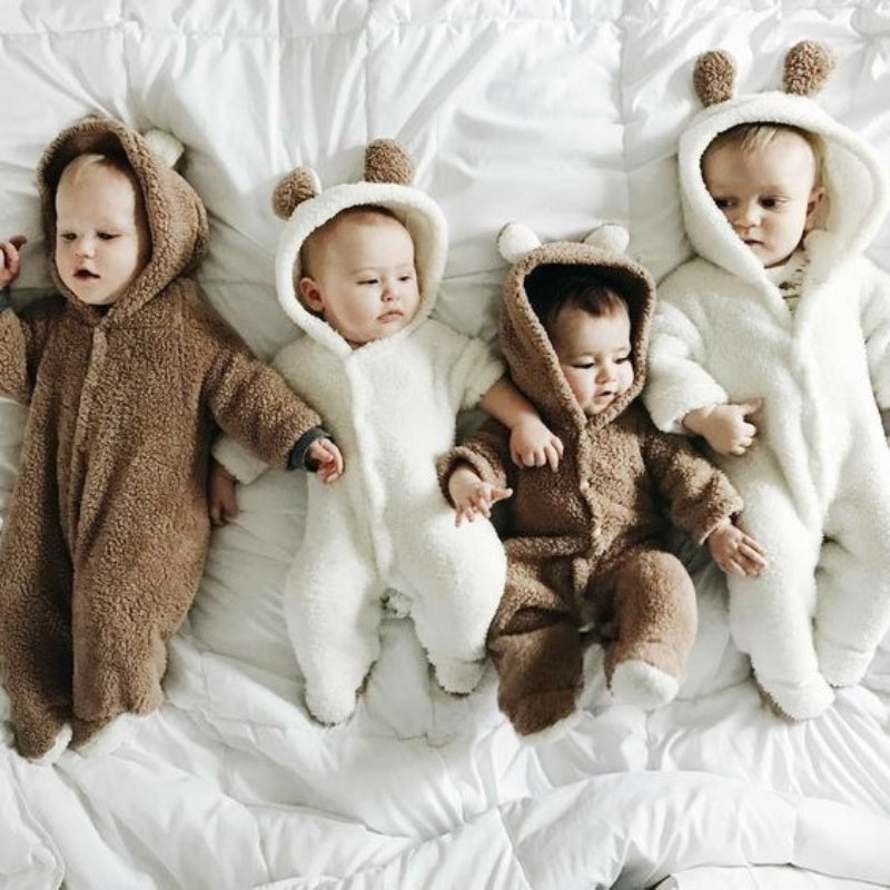 Baby 3D Bear Design Winter Hooded Jumpsuit Imagem secundária do produto