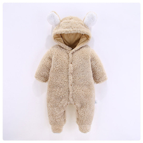 Baby 3D Bear Design Winter Hooded Jumpsuit