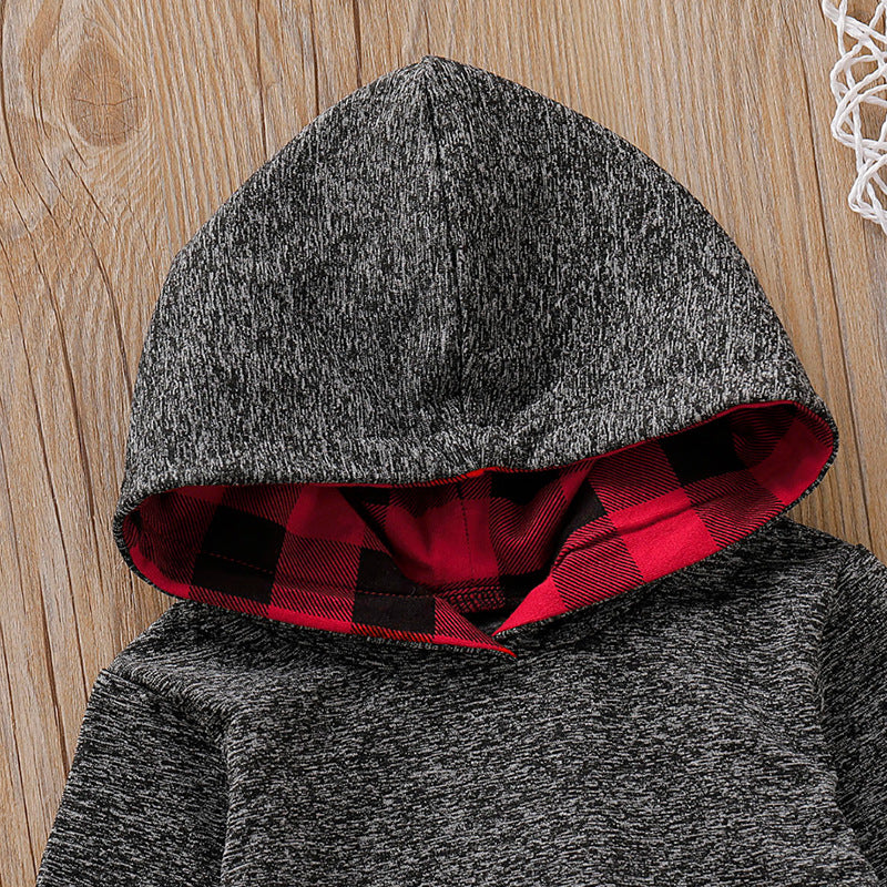 Baby Plaid Print Hoodie Set Imagem secundária do produto