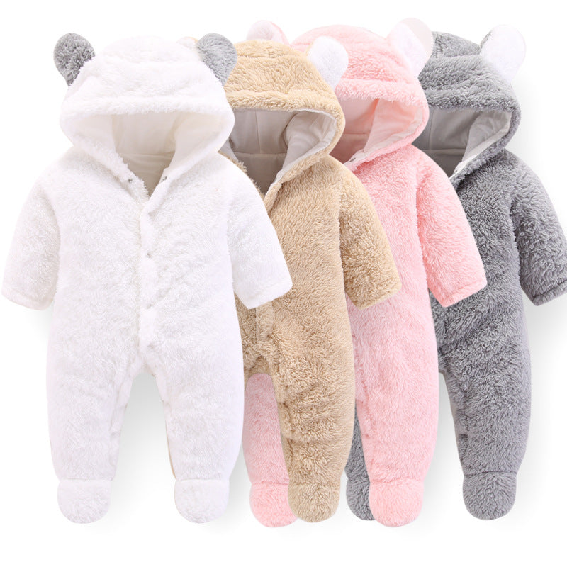 Baby 3D Bear Design Winter Hooded Jumpsuit Imagem principal do produto