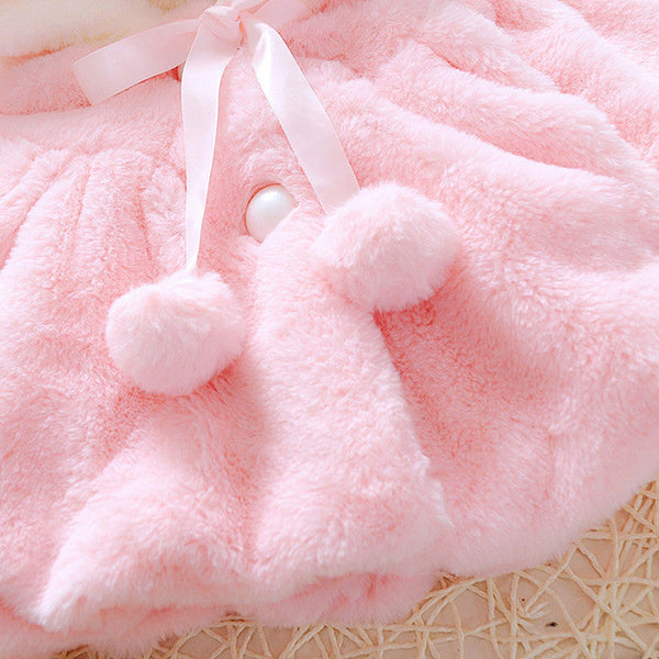 Newborn Baby Girls Autumn Winter Hooded Coat Cloak Jacket Thick Warm Clothes