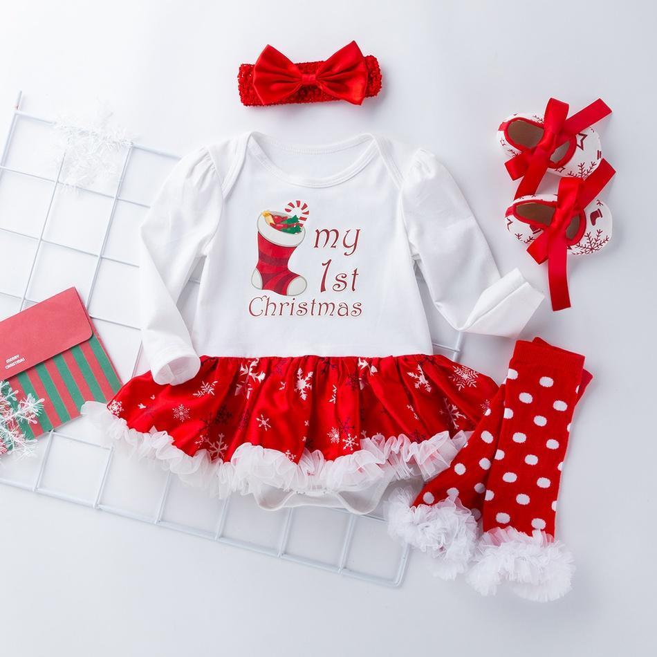 Ensemble 4 pièces robe body My First Christmas